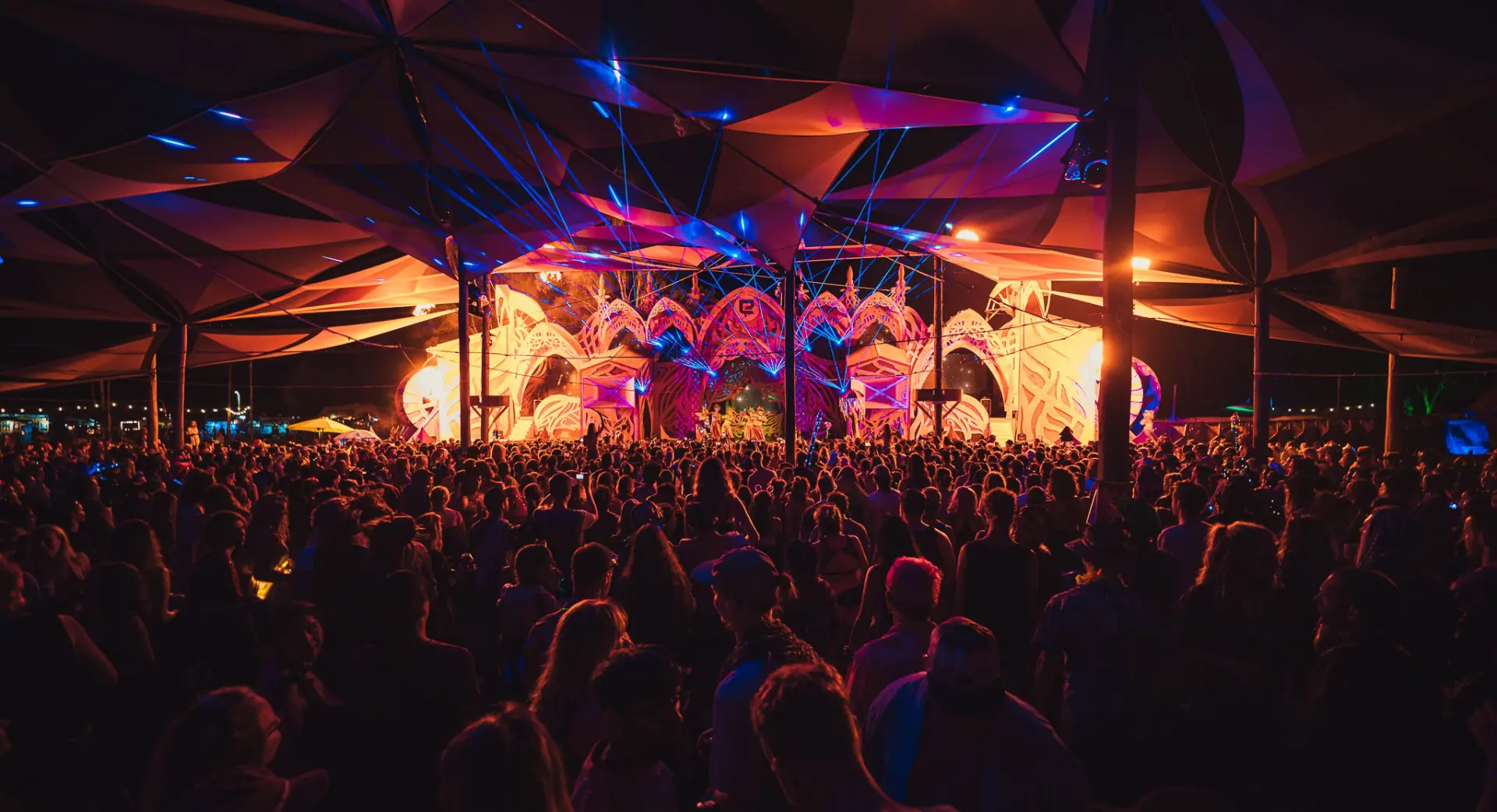 Festival stage at night